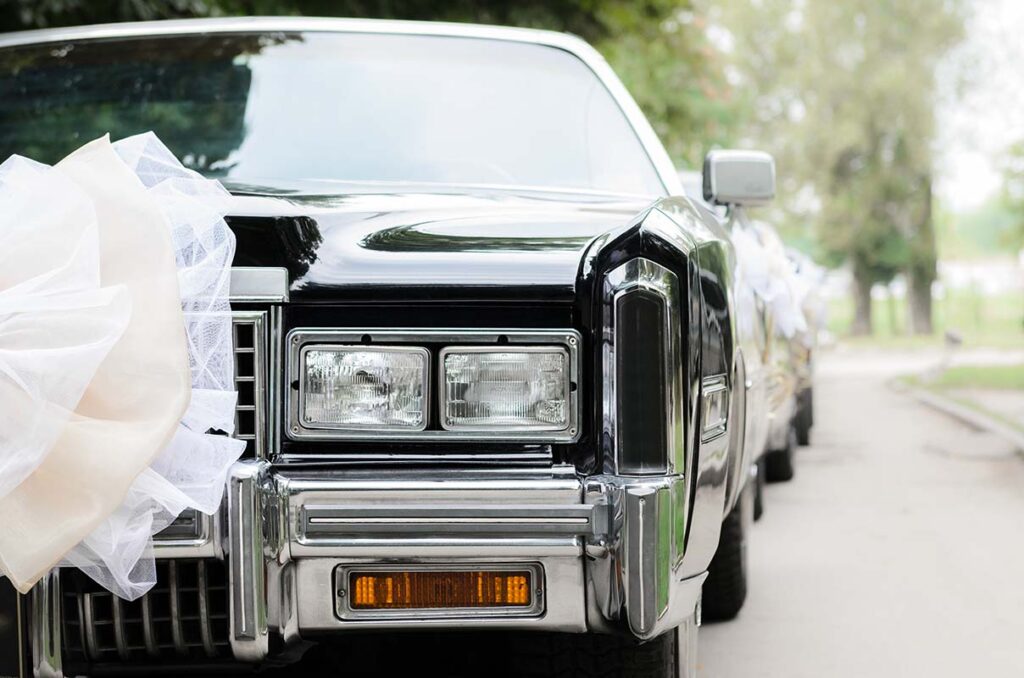 wedding black car transportation snowflake limo