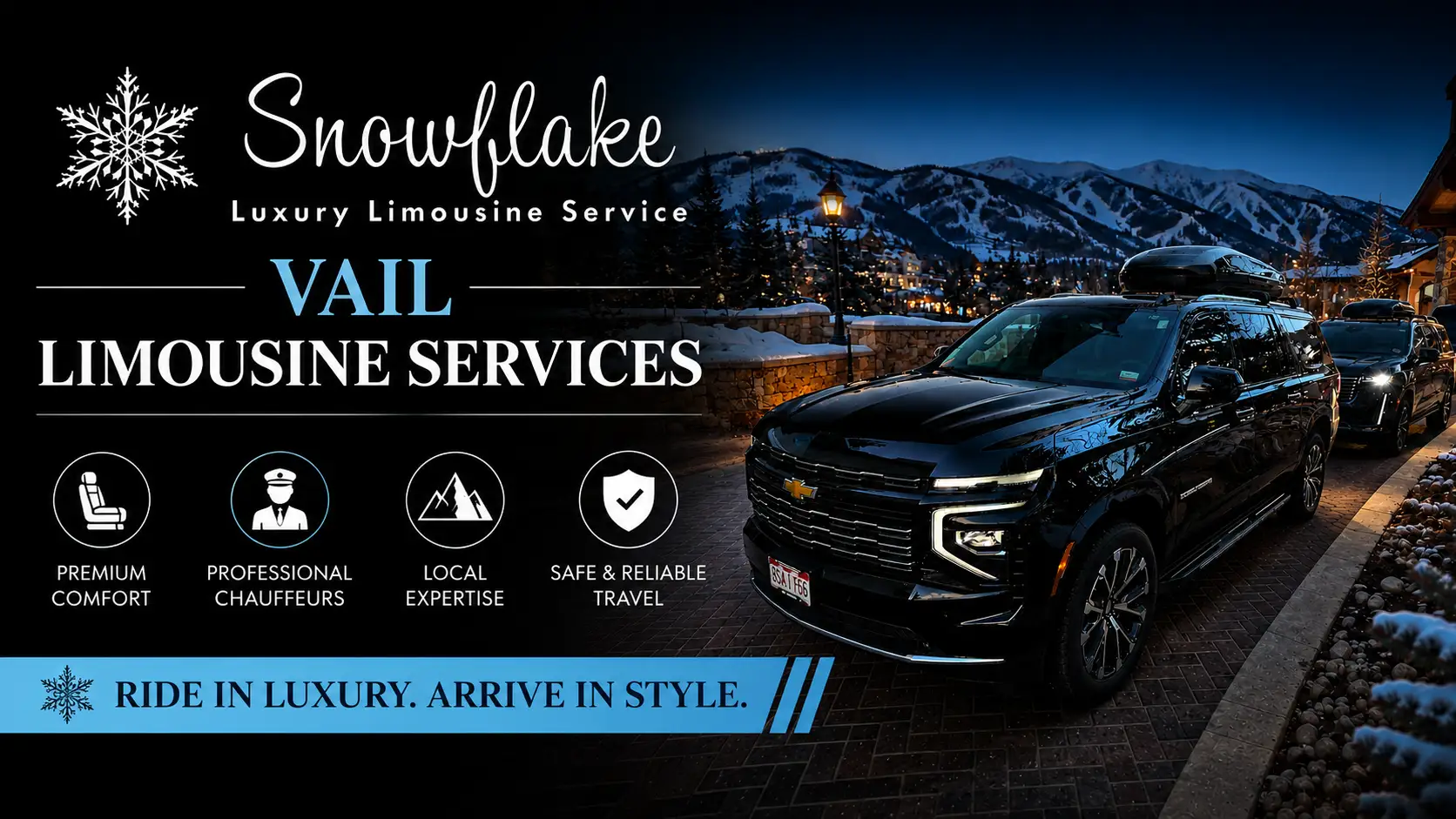 Executive Vail limousine services with professional chauffeur and luxury vehicle