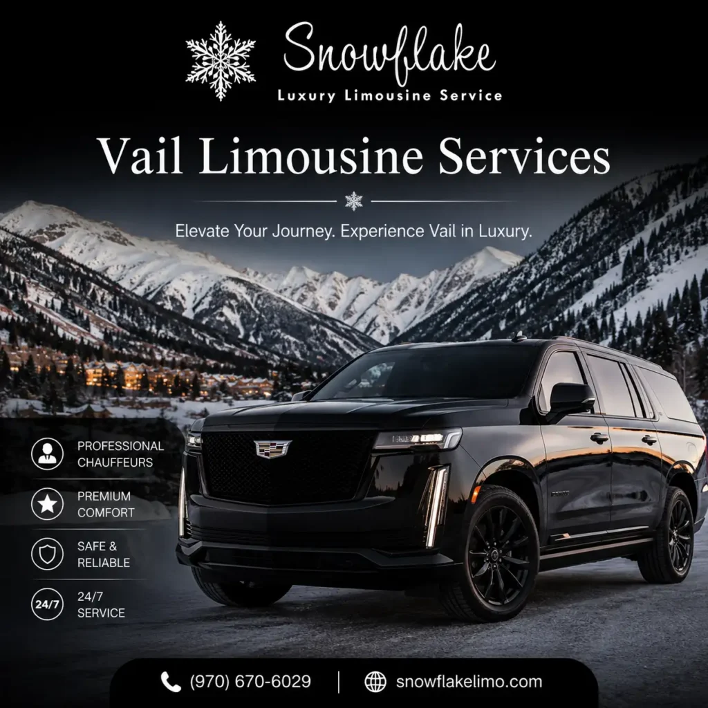 Snowflake Limo luxury vehicle offering premium Vail limousine services for mountain travel