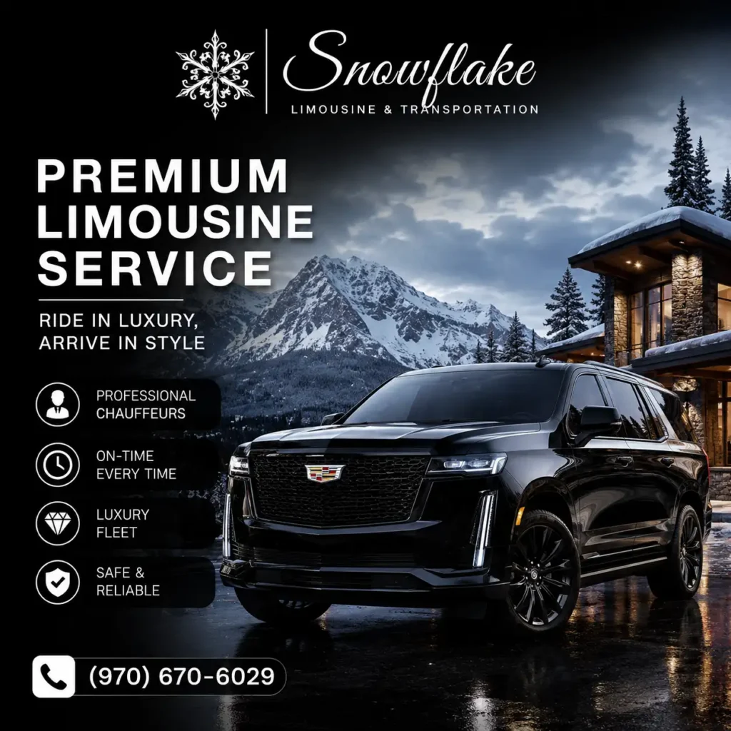 Modern luxury vehicle from Snowflake Limo offering trusted Vail limousine services year-round
